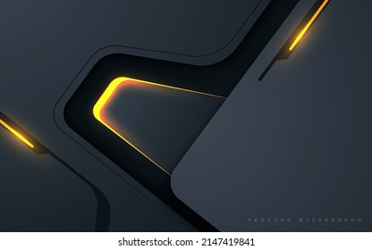 Abstract modern texture black dimension background with gold decoration