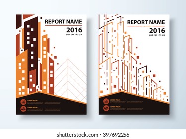 Abstract modern town background. Cover design template layout in A4 size for annual report, brochure, flyer, vector illustration