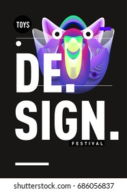 Abstract Modern Toys Design Festival Poster. Publications and Presentations Layouts Graphic Template and ideas for Poster. Vector Illustration of Cartoon Head 3d forms. 