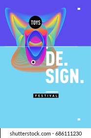 Abstract Modern Toys Design Festival Poster. Publications and Presentations Layouts Graphic Template and ideas for Poster. Vector Illustration of Cartoon Head 3d forms. 