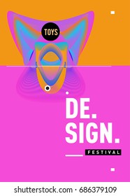 Abstract Modern Toys Design Festival Poster. Publications and Presentations Layouts Graphic Template and ideas for Poster. Vector Illustration of Cartoon Head 3d forms. 
