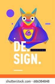 Abstract Modern Toys Design Festival Poster. Publications and Presentations Layouts Graphic Template and ideas for Poster. Vector Illustration of Cartoon Head 3d forms. 
