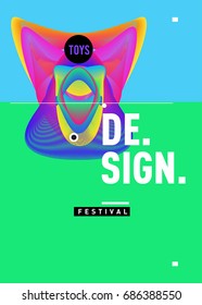 Abstract Modern Toys Design Festival Poster. Publications and Presentations Layouts Graphic Template and ideas for Poster. Vector Illustration of Cartoon Head 3d forms. 