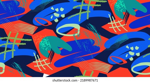 Abstract Modern Trendy Doodle Seamless Pattern Background Stock Vector Illustration