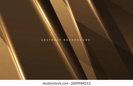 Abstract modern trendy gold and brown color background with geometric dynamic glowing lines. Vector illustration