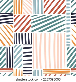 Abstract Modern Trendy Lines Hand Drawn Seamless Pattern