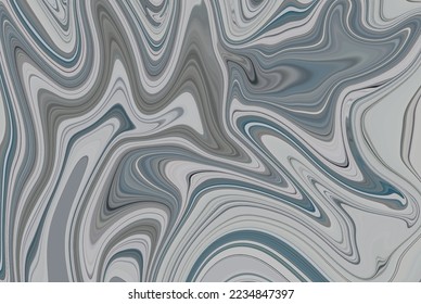 Abstrakte moderne, trendige marmorierte Flüssigkeit mit eingeschlossener Textur Imitation fließenden flüssigen gebogenen Linien. Abstrakter grauer und blauer Linienhintergrund, Fließvektordesign