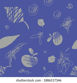 Resumen de diseño moderno y sin fisuras. Fondo de estruendo contemporáneo. Dibujaron a mano varias formas, líneas y objetos de doodle.   Perfecto para tela textil o impresión de papel. Ilustración artística del vector