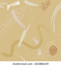 Resumen de diseño moderno y sin fisuras. Fondo de estruendo contemporáneo. Dibujaron a mano varias formas, líneas y objetos de doodle.   Perfecto para tela textil o impresión de papel. Ilustración artística del vector