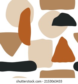 Abstract modern trendy seamless pattern with shape in earth colors. Colorful aesthetic vector Illustration wallpaper 