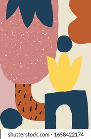 Ilustración vectorial moderna y abstracta. Ilustración abstracta contemporánea para afiches, portada de revista, impresiones, fondos, afiches. Doodles y formas de abstracción en colores pastel