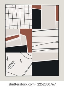 Resumen de la moderna ilustración vectorial de moda. Fondo creativo minimalista. Diseño perfecto para la decoración de las paredes, folletos y presentaciones. Afiche bohemio geométrico.