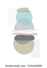 Abstract Pebbles Contemporary Modern Trendy. Vector Set of Creative Minimalist Hand Painted Illustrations for Social Media, Wall Decoration, Postcard or Brochure Cover Design