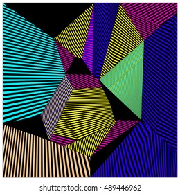 Abstract modern triangles background pattern illustration. Space layout and design template. Composition of pattern with Memphis colors and style.