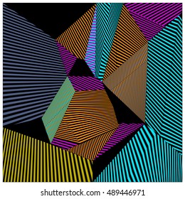 Abstract modern triangles background pattern illustration. Space layout and design template. Composition of pattern with Memphis colors and style.