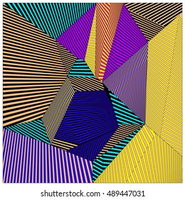 Abstract modern triangles background pattern illustration. Space layout and design template. Composition of pattern with Memphis colors and style.