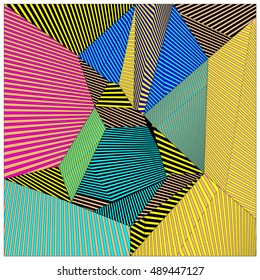 Abstract modern triangles background pattern illustration. Space layout and design template. Composition of pattern with Memphis colors and style.