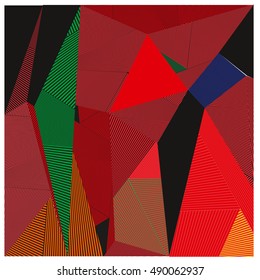 Abstract modern triangles background pattern illustration. Space layout and design template. Composition of pattern with Memphis colors and style.