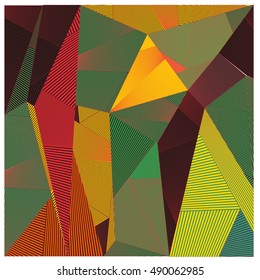 Abstract modern triangles background pattern illustration. Space layout and design template. Composition of pattern with Memphis colors and style.