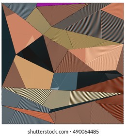 Abstract modern triangles background pattern illustration. Space layout and design template. Composition of pattern with Memphis colors and style.