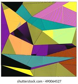 Abstract modern triangles background pattern illustration. Space layout and design template. Composition of pattern with Memphis colors and style.