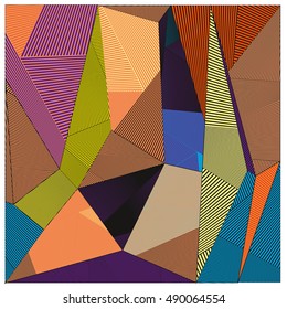 Abstract modern triangles background pattern illustration. Space layout and design template. Composition of pattern with Memphis colors and style.