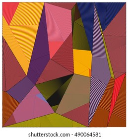 Abstract modern triangles background pattern illustration. Space layout and design template. Composition of pattern with Memphis colors and style.