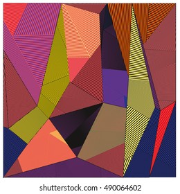 Abstract modern triangles background pattern illustration. Space layout and design template. Composition of pattern with Memphis colors and style.