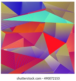 Abstract modern triangles background pattern illustration. Space layout and design template. Composition of pattern with Memphis colors and style.