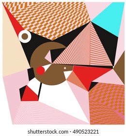 Abstract modern triangles background pattern illustration. Space layout and design template. Composition of pattern with Memphis colors and style.