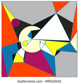 Abstract modern triangles background pattern illustration. Space layout and design template. Composition of pattern with Memphis colors and style.