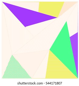 Abstract modern triangles background pattern illustration. Space layout and design template. Composition of pattern with Memphis colors and style.