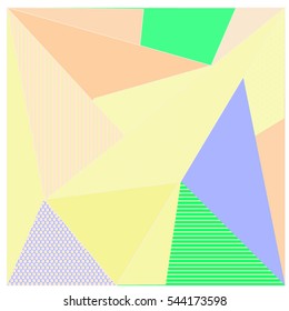 Abstract modern triangles background pattern illustration. Space layout and design template. Composition of pattern with Memphis colors and style.