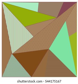 Abstract modern triangles background pattern illustration. Space layout and design template. Composition of pattern with Memphis colors and style.