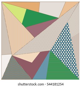 Abstract modern triangles background pattern illustration. Space layout and design template. Composition of pattern with Memphis colors and style.