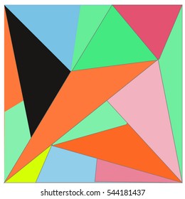 Abstract modern triangles background pattern illustration. Space layout and design template. Composition of pattern with Memphis colors and style.