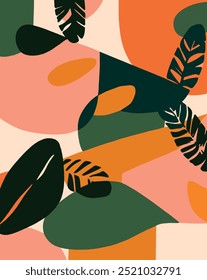 Abstract Modern Tropical Floral Botanical Art Minimalist Vector Illustration 