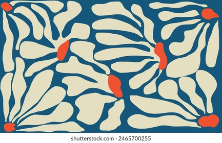 Abstract modern tropical pattern with bright leaves, vibrant flowers and exotic plants. Summer botanical background with colorful cutout shapes vector illustration