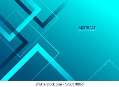 Abstract modern turquoise geometric template with square shapes composition on gradient background. Design with copy space for text. Vector Illustration.