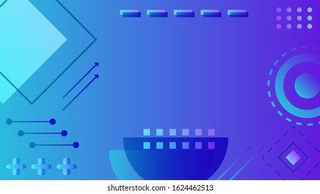 Abstract modern turquoise gradient background with outline shapes