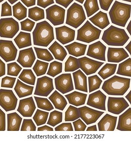 Abstract modern turtle shell seamless pattern. Animals trendy background. Brown decorative vector illustration for print, fabric, textile. Modern ornament of stylized skin.