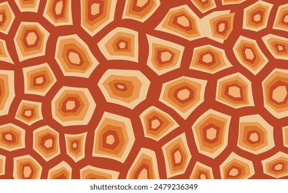 Abstract modern turtle shell seamless pattern. Animals trendy background. Orange decorative vector illustration for print, fabric, textile. Modern ornament of stylized skin.