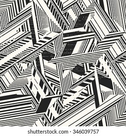 Abstract modern twisted broken striped background. Seamless pattern.