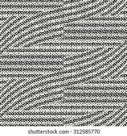 Abstract modern twisted stripe in black and white flecks. Seamless pattern.