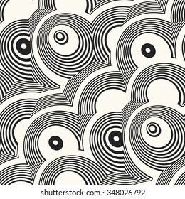 Abstract modern twisted striped rounded shapes. Seamless pattern.