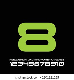 Abstract modern urban alphabet letters. Sports typography, technology, fashion, digital, future creative logo font. vector illustration of Alphabet with numbers. typography.