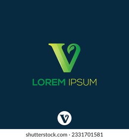 Abstract modern V letter with leaf logo template