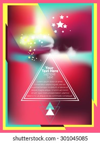 Abstract modern vector background with clouds, stars and triangles. Space for text