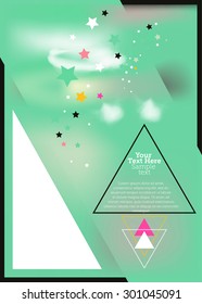 Abstract modern vector background with clouds, stars and triangles. Space for text