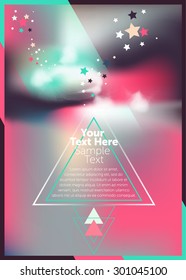 Abstract modern vector background with clouds, stars and triangles. Space for text